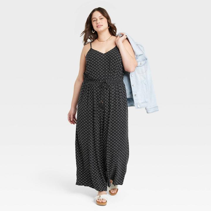 Women's Plus Size Sleeveless Drapey Jumpsuit - Ava & Viv Black X