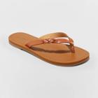 Women's Bobbie Braided Thong Flip Flop Sandals - Universal Thread Cognac 5, Women's, Red