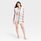 Women's Gingham Buffalo Check Cozy Short Robe - Colsie Gray