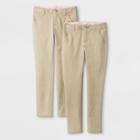 Girls' 2pc Skinny Twill Uniform Chino Pants - Cat & Jack Khaki (green)