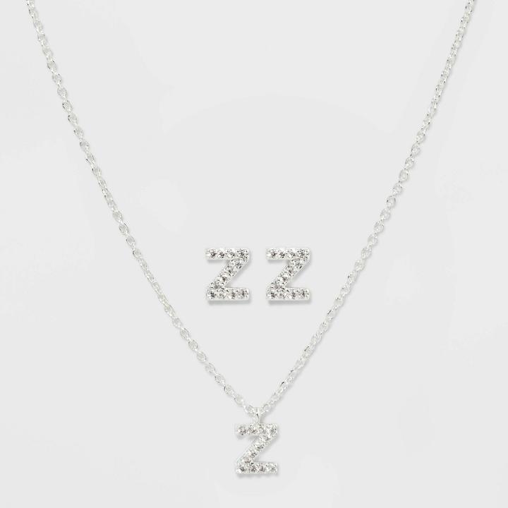 Initial Z Crystal Jewelry Set - A New Day Silver, Women's