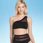 Women's Mesh One Shoulder Bralette Bikini Top - Shade & Shore Black M,