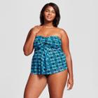 Women's Plus Size Mesh Flyaway Tankini - Ava & Viv Blue