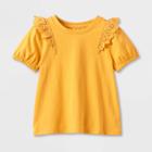 Toddler Girls' Knit Short Sleeve Eyelet Top - Cat & Jack Yellow