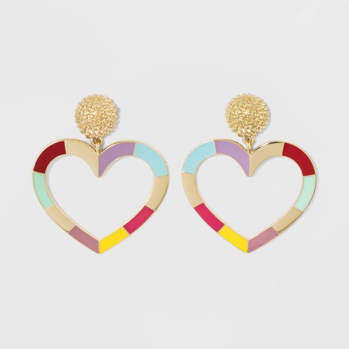 Sugarfix By Baublebar Enamel Heart Drop Earrings - Rainbow, Girl's
