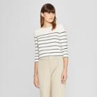 Target Women's Striped 3/4 Sleeve Boatneck T-shirt - A New Day White/black