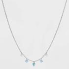 Silver Plated Blue Pierced Stone Station Necklace - A New Day Blue