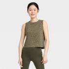Women's Crop Active Tank Top - All In Motion Dark Olive Green