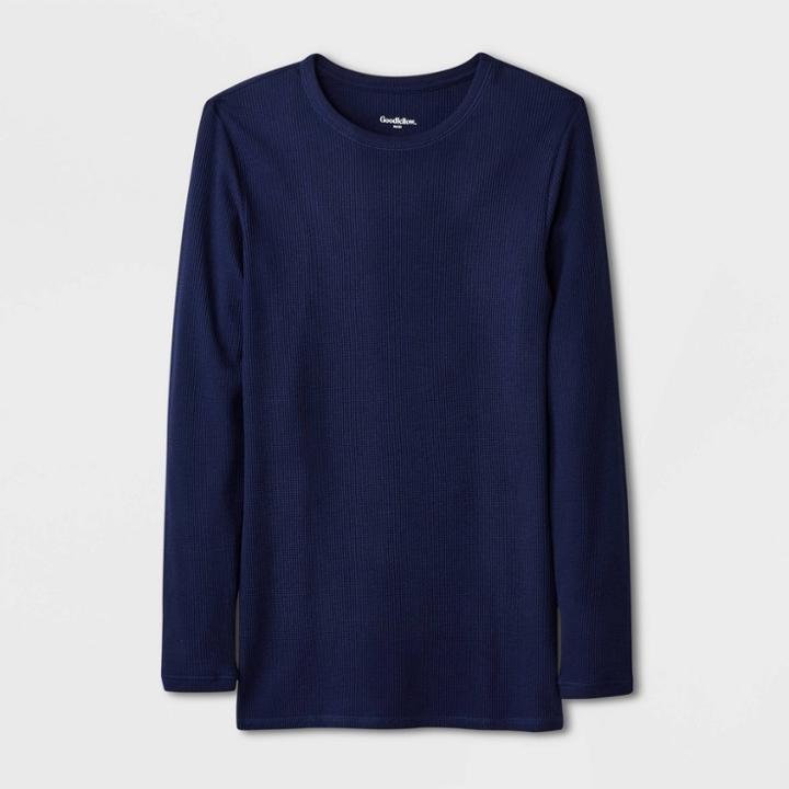 Men's Relaxed Fit Long Sleeve Thermal Underwear Shirt - Goodfellow & Co Navy Blue