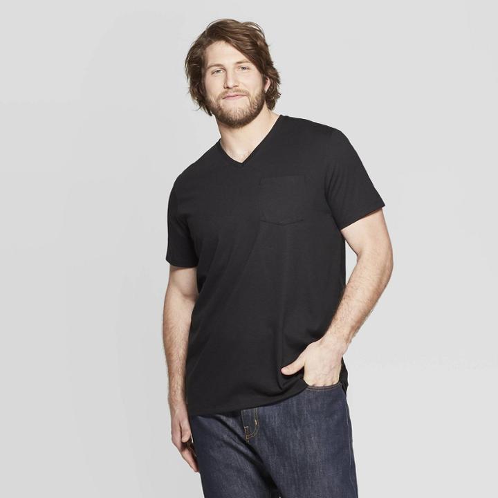 Men's Tall Short Sleeve Elevated Ultra-soft V-neck T-shirt - Goodfellow & Co Black