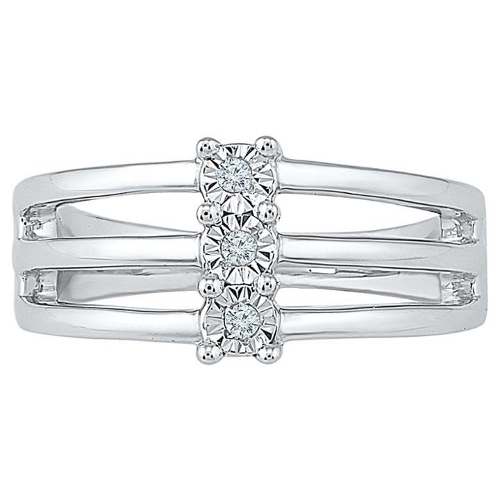 Target Diamond Accent Round White Diamond Three Stone Ring In Sterling Silver (i-j,i2-i3) (size