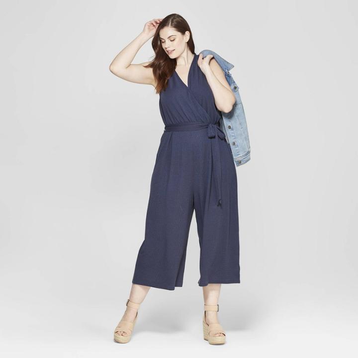 Women's Plus Size Sleeveless V-neck Jumpsuit - Universal Thread Navy X, Blue