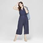 Women's Plus Size Sleeveless V-neck Jumpsuit - Universal Thread Navy X, Blue