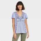 Women's Short Sleeve Embroidered Top - Knox Rose Dusty Purple