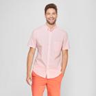 Men's Striped Slim Fit Short Sleeve Soft Wash Button-down Shirt - Goodfellow & Co Georgia Peach