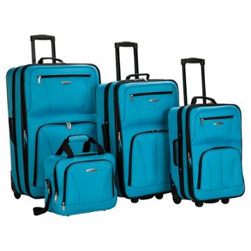 Rockland Journey 4pc Luggage Set - Turquoise