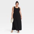 Women's Plus Size Sleeveless Knit Babydoll Dress - Ava & Viv Black