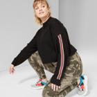 Women's Plus Size Striped Mockneck Pullover - Wild Fable Black