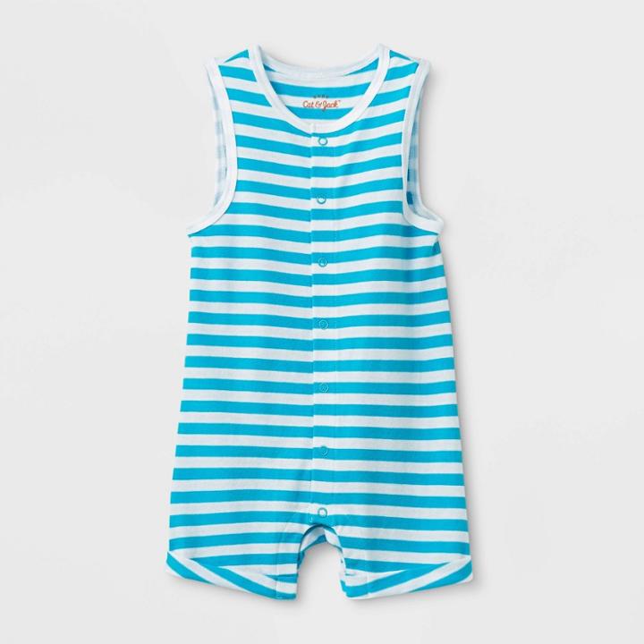 Baby Boys' Striped Snap Front Tank Romper - Cat & Jack Blue