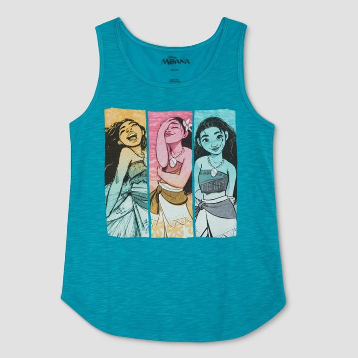 Plus Size Girls' Disney Princess Moana Tank Top - Turquoise