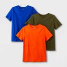 Boys' 3pk Short Sleeve T-shirt - Cat & Jack Orange/olive Green/blue