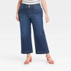 Women's Plus Size High-rise Wide Leg Jeans - Ava & Viv Dark Wash