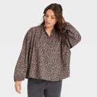 Women's Balloon Long Sleeve Poet Top - Universal Thread Dark Gray Floral