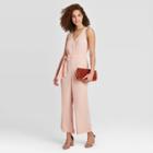 Women's Sleeveless V-neck Cropped Jumpsuit - A New Day Pink
