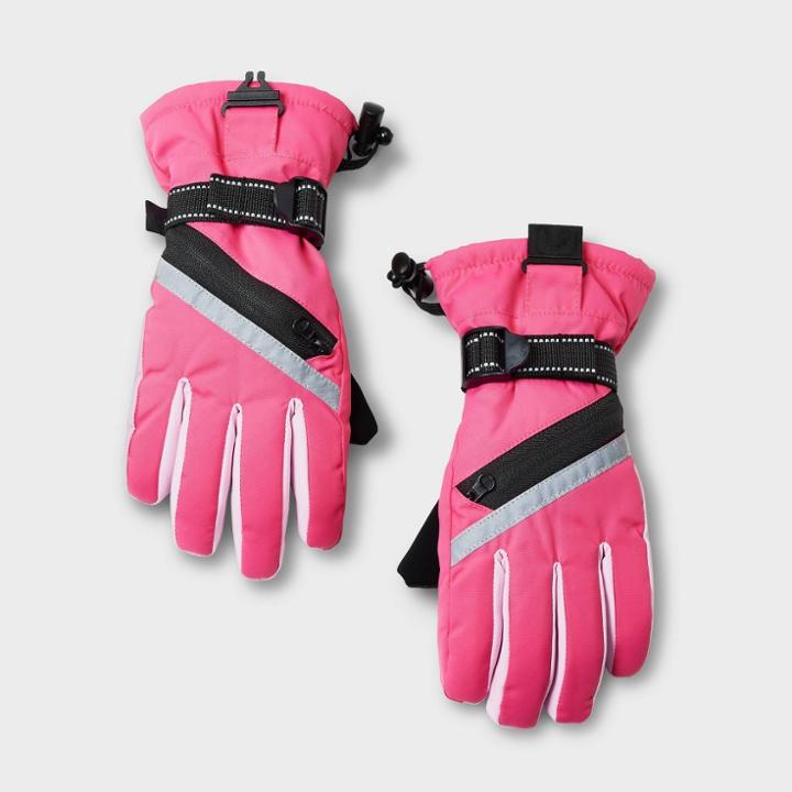 Girls' Zipper Ski Gloves - All In Motion Pink