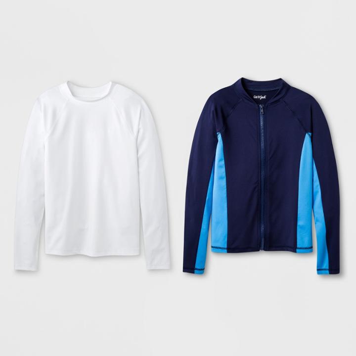 Boys' 2pc Long Sleeve Rash Guard Set - Cat & Jack Blue/white