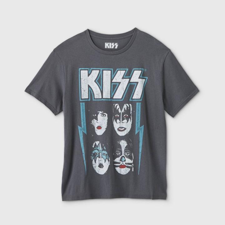 Women's Kiss Short Sleeve Graphic T-shirt (juniors') - Charcoal Gray