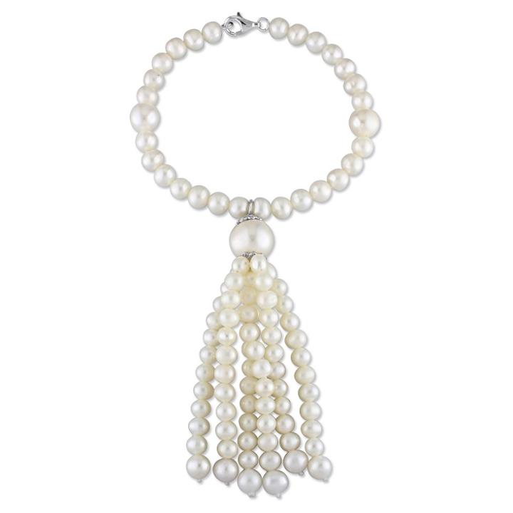 Distributed By Target 4.5-11 Mm Freshwater Cultured Pearl Tassel Bracelet In Sterling Silver