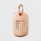 Sterling Silver Initial N Cubic Zirconia Pendant - A New Day Rose Gold, Rose Gold - N