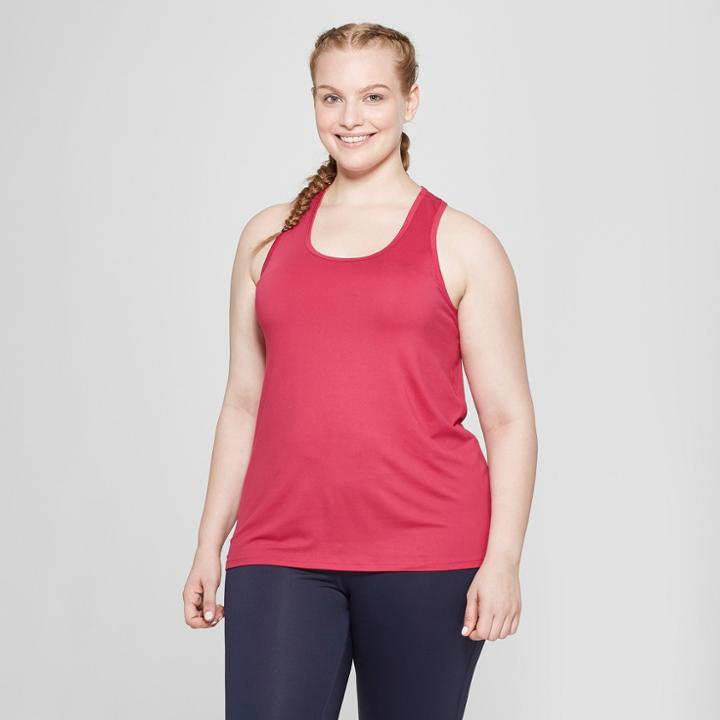 Women's Plus Size Semi-fitted Long Racer Tank Top - C9 Champion Berry (pink)
