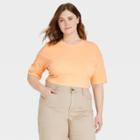 Women's Plus Size Tie Back Short Sleeve Cropped T-shirt - Universal Thread Orange