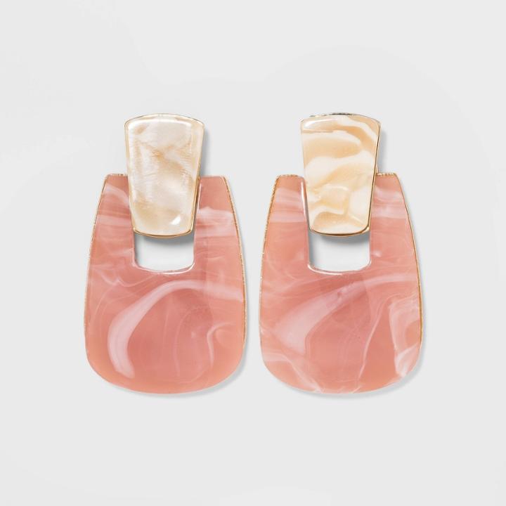 Acrylic Door Knocker Earrings - A New Day Blush, Women's