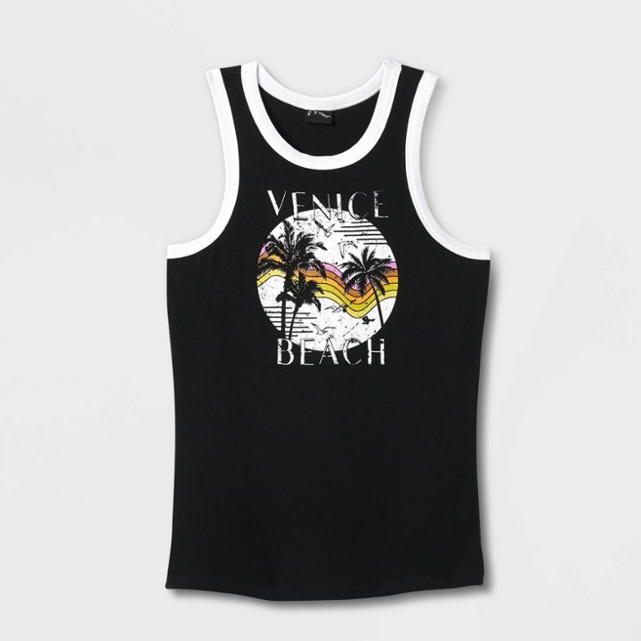 Girls' High Neck Graphic Tank Top - Art Class Black