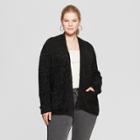 Women's Plus Size Boucle Cardigan - Ava & Viv Black