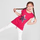 Girls' Cap Sleeve Flip Sequins Star Tie Front Top - Cat & Jack Red