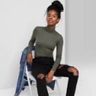 Women's Long Sleeve Turtleneck T-shirt - Wild Fable Olive Green