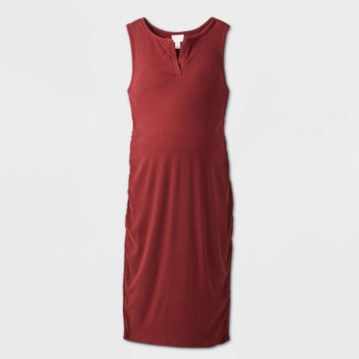 Maternity Sleeveless Rib T-shirt Dress - Isabel Maternity By Ingrid & Isabel Burgundy Xs, Women's, Red