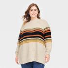 Women's Plus Size Mock Turtleneck Tunic Pullover Sweater - Universal Thread Beige