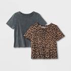 Girls' 2pk Crop Top - Art Class Black/brown L, Girl's,