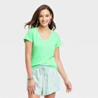 Women's Slim Fit Short Sleeve V-neck T-shirt - Universal Thread Green