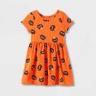 Toddler Girls' Halloween Cat Short Sleeve Knit Dress - Cat & Jack Orange
