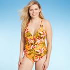 Women's Tortoise Ring High Coverage One Piece Swimsuit - Kona Sol Floral L, Women's, Size: Large,