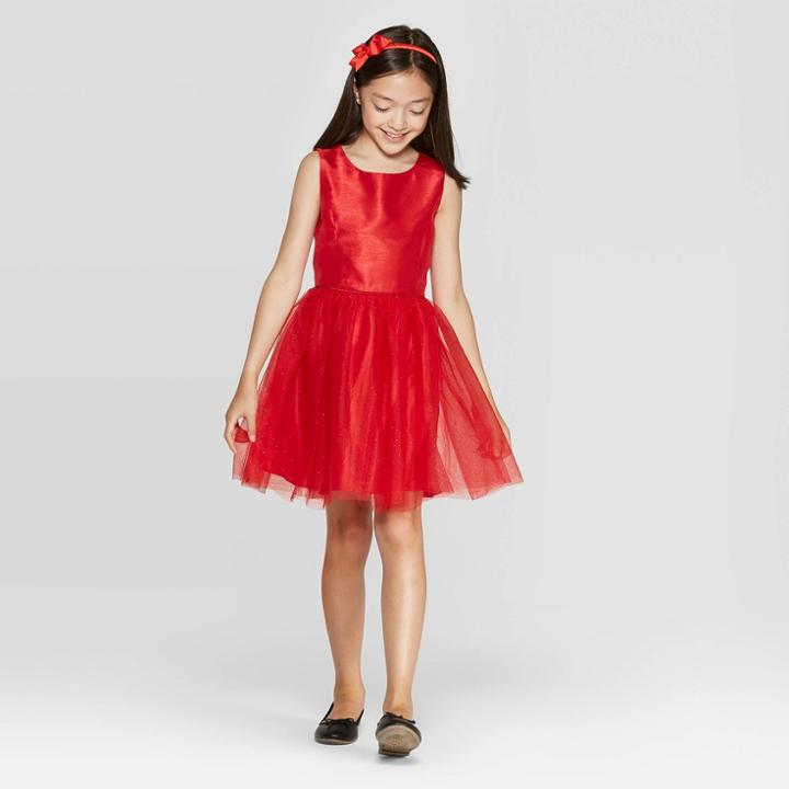 Girls' Sparkle Dress - Cat & Jack Red Xxl