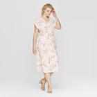 Women's Plus Size Floral Print Short Sleeve Wrap Maxi Dress - Ava & Viv Pink