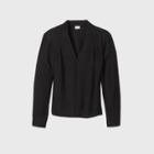 Women's Long Sleeve Popover Blouse - A New Day Jet Black