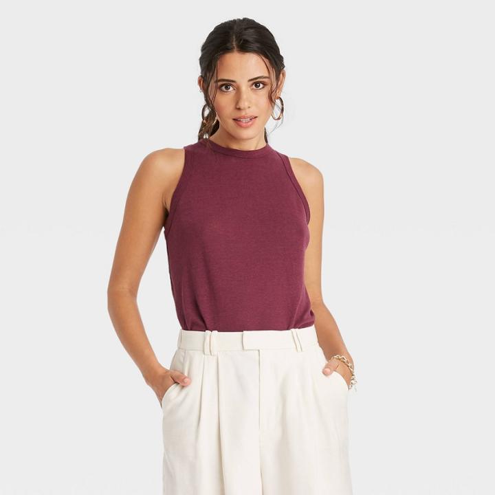 Women's Linen Tank Top - A New Day Burgundy
